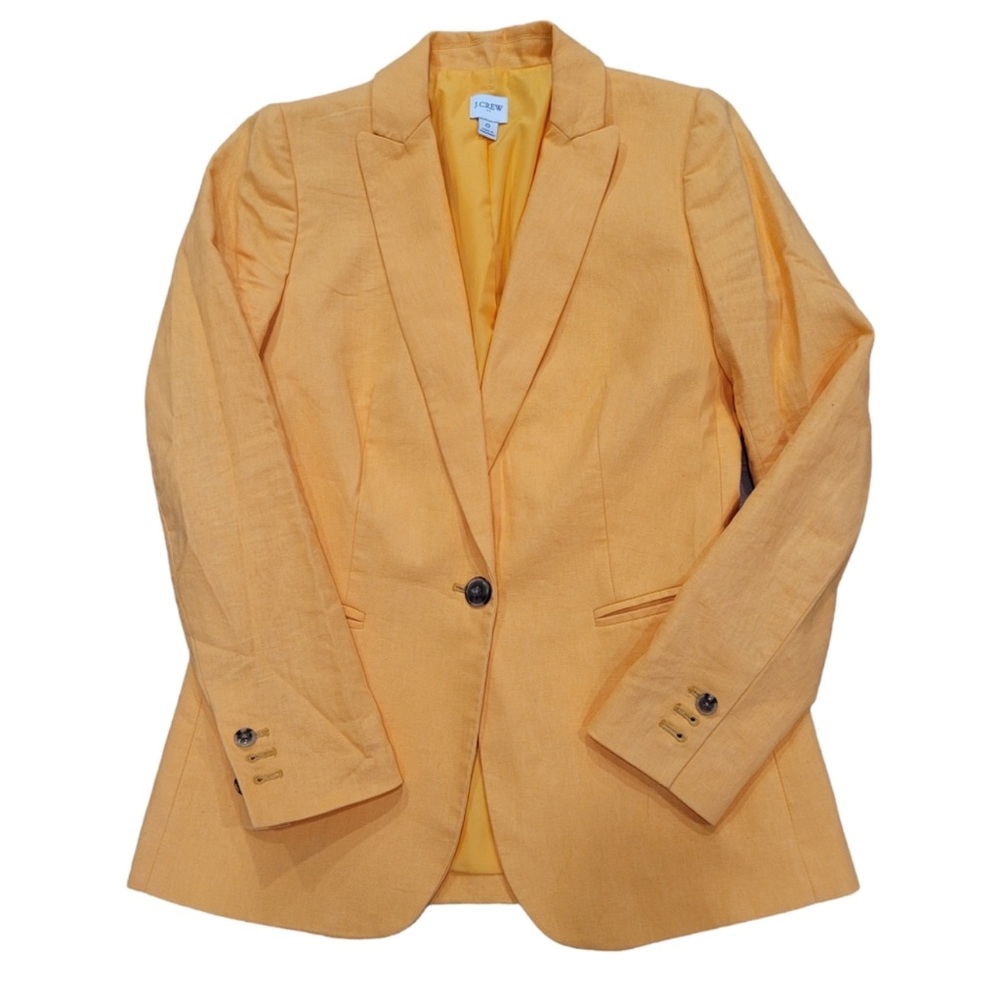 J.Crew one button Linen Orange Blazer 8